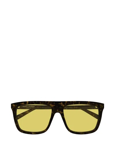 Saint Laurent Tortoiseshell-effect Square-frame Sunglasses In Brown