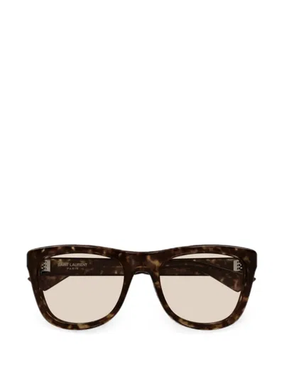 Saint Laurent Tortoiseshell-effect Square-frame Sunglasses In Neutral