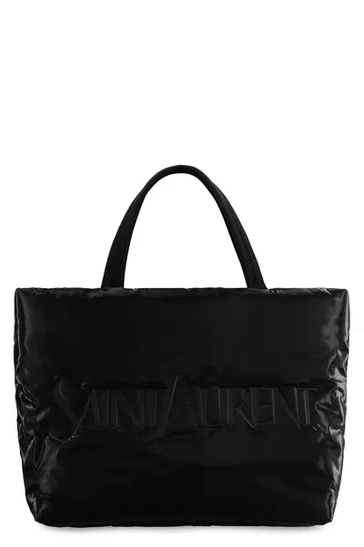 Saint Laurent Logo Debossed Large Tote Bag In Black