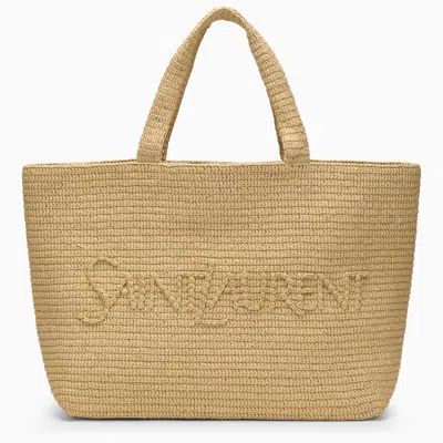 Saint Laurent Tote Bag With Logo In Raffia