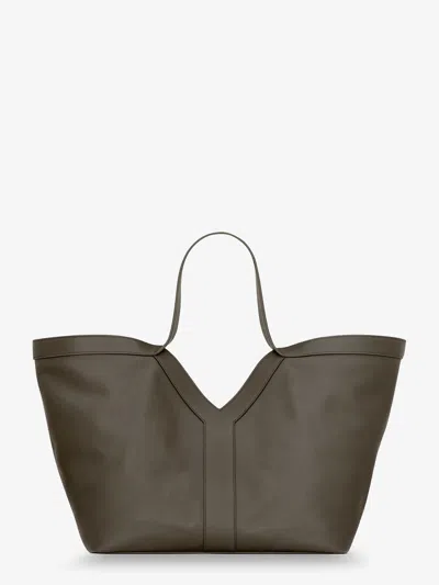 Saint Laurent Tote Y Hammered Leather Shoulder Bag In Brown