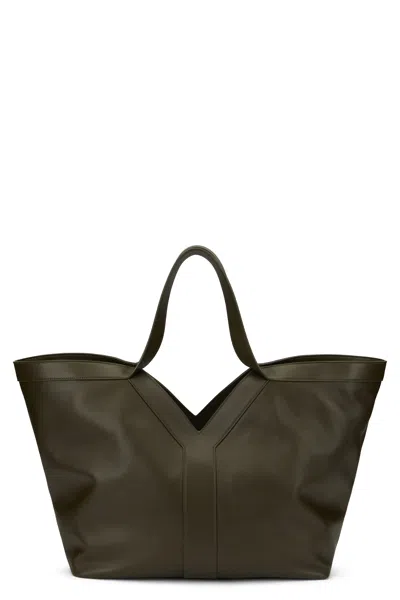 Saint Laurent Tote Y In Leather In Green