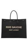 Saint Laurent Rive Gauche Black Canvas Tote Bag Men In Black