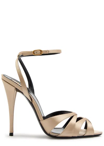 Saint Laurent Touze 110 Satin Sandals In Gold