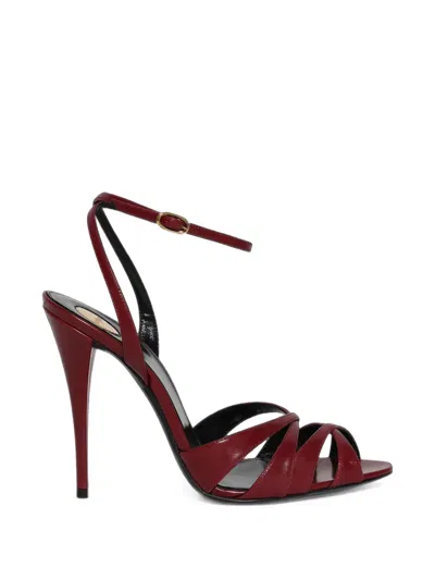 Saint Laurent Touze Strappy Leather Heeled Sandals In Red