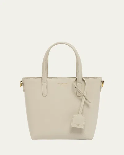 Saint Laurent Toy Leather Shopping Tote Bag In Neutral