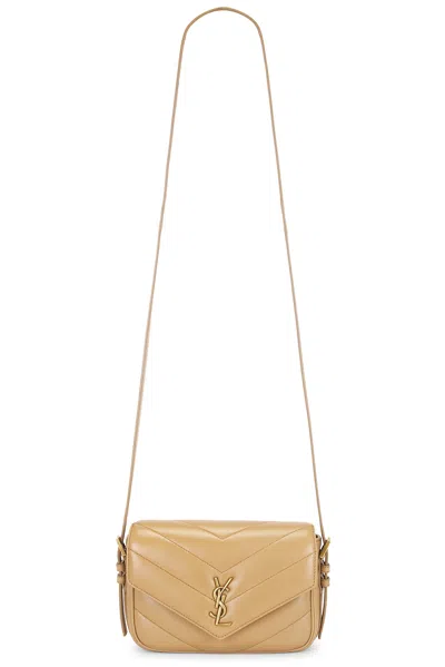 Saint Laurent Toy Loulou Crossbody Bag In Natural Tan
