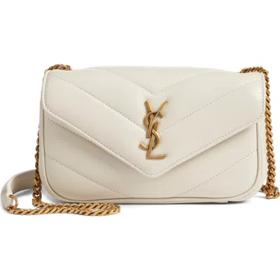 Saint Laurent Toy Loulou Quilted Leather Shoulder Bag In White
