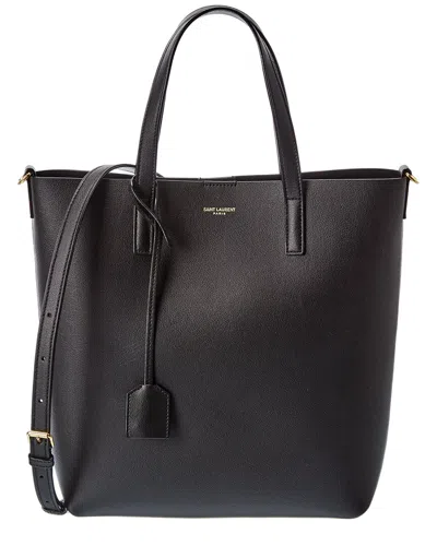 Saint Laurent Toy N/s Leather Shopper Tote In Black