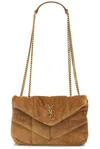 Saint Laurent Toy Puffer Logo Shoulder Bag In Golden Leaf