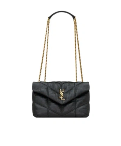 Saint Laurent Toy Puffer Leather Shoulder Bag In Black
