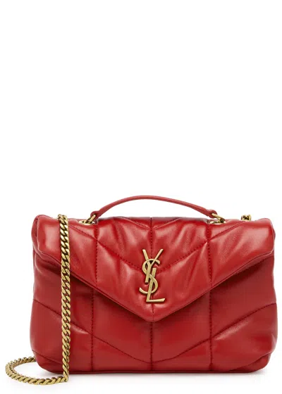 Saint Laurent Toy Puffer Quilted Leather Shoulder Bag In Red