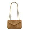 Saint Laurent Puffer Toy Quilted Leather-trimmed Suede Shoulder Bag In Green