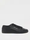 Saint Laurent Leather Sneakers With Almond Toe And Perforated Style In Black