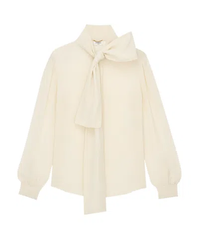 Saint Laurent Translucent Shirt In White