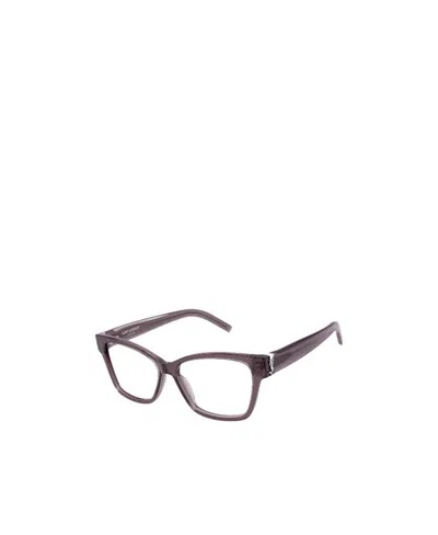 Saint Laurent Translucent Square-frame Glasses In Gray