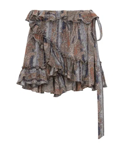 Saint Laurent Minigonna In Georgette Stampato  Donna In Multi