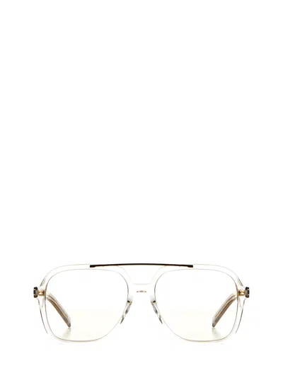 Saint Laurent Transparent Acetate Sl 545 Sunglasses In Creamcreamltyello