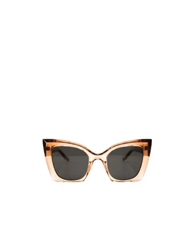 Saint Laurent Transparent Cat-eye Frame Sunglasses In Black