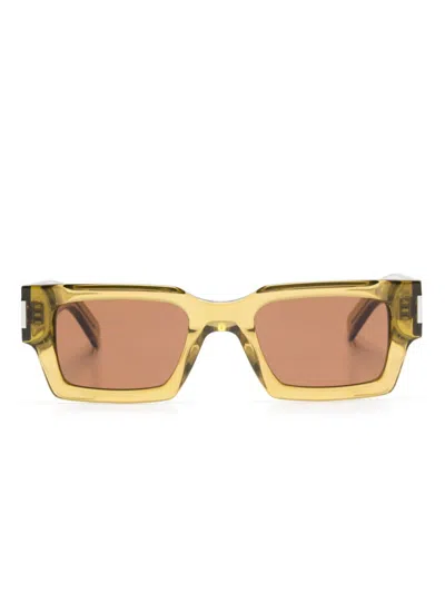 Saint Laurent Transparent-frame Sunglasses In Gold