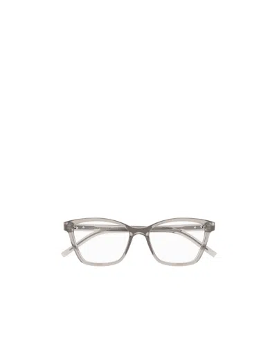 Saint Laurent Transparent Rectangle-frame Glasses In Nude