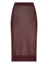 Saint Laurent Transparent Sheath Midi Skirt In Red
