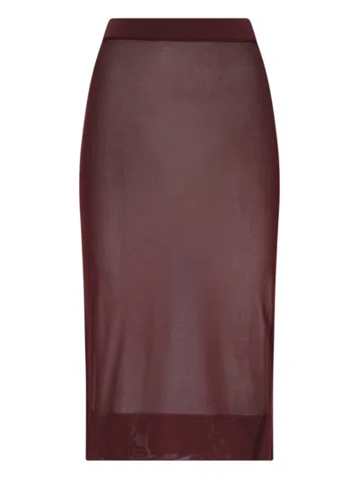 SAINT LAURENT TRANSPARENT SHEATH MIDI SKIRT