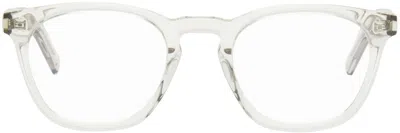 Saint Laurent Transparent Sl 28 Glasses In Beige-beige-transpar