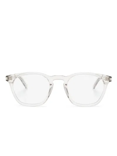 Saint Laurent Transparent Square-frame Glasses In 白色