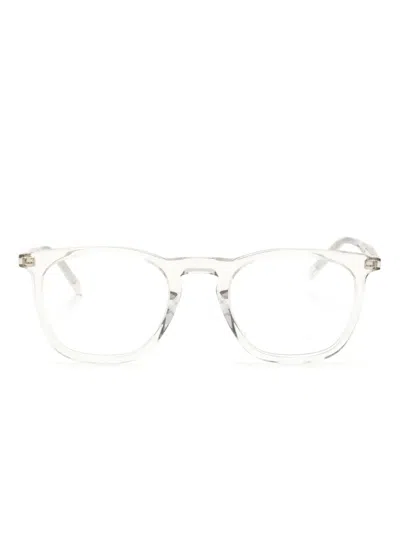 Saint Laurent Sl 588 Recycle Acetate Round Optical Transparent In Neutrals