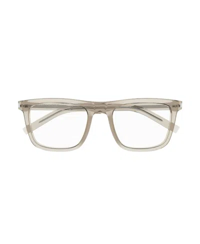 Saint Laurent Transparent Square-frame Glasses In Nude