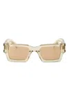 Saint Laurent Rectangular Frame Transparent Sunglasses In Brown
