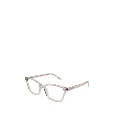 Saint Laurent Transparent Wayfarer-frame Glasses In Nude