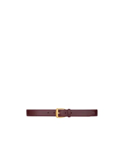Saint Laurent Trapezoid Belt In Grained Leather In Orange