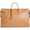 Saint Laurent Travel Sac De Jour Leather Tote In Vintage Brown/gold