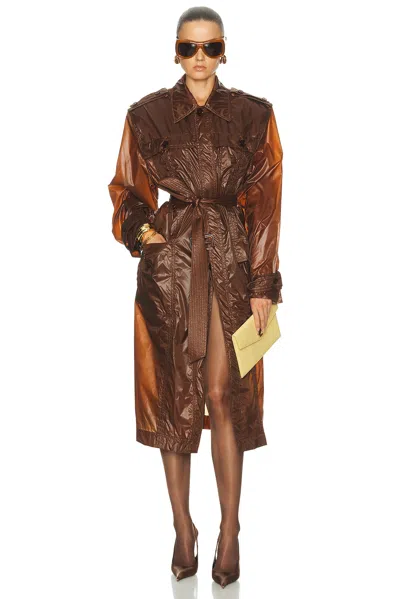 Saint Laurent Trench Coat In Brown