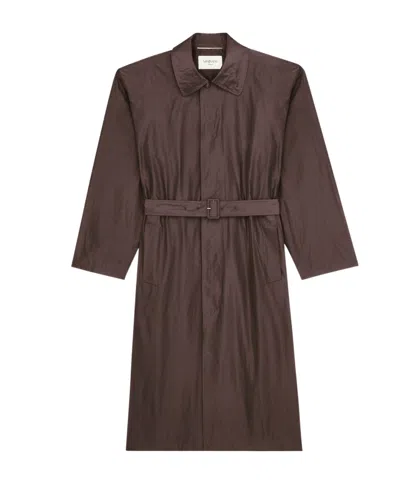 Saint Laurent Trench Coat In Silk In Brown