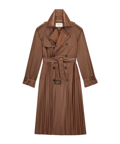 Saint Laurent Trench Coat In Water-repellent Polyester In Brown