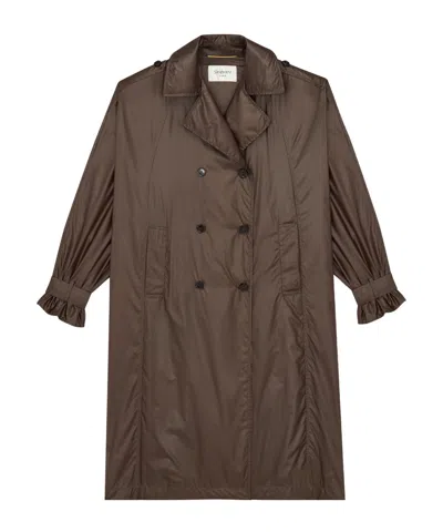 Saint Laurent Trench Coat In Water-resistant Nylon In Brown