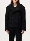 Saint Laurent Oversized Virgin Wool Peacoat In Schwarz