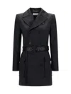 Saint Laurent Black Double-breasted Jacket In Cotton Woman In Black