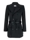 Saint Laurent Black Double-breasted Jacket In Cotton Woman In Noir