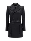 Saint Laurent Black Double-breasted Jacket In Cotton Woman In Noir