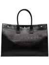 Saint Laurent Rive Gauche Print Mini Tote Handbag In Black