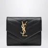 Saint Laurent Quilted Chevron Pattern Trifold Wallet In Black