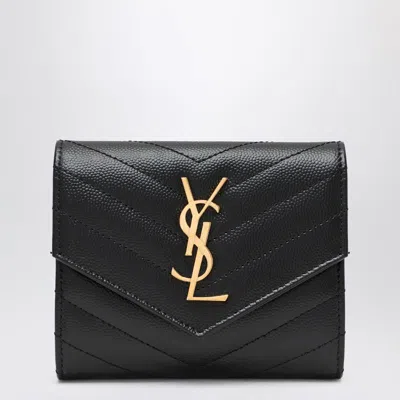 Saint Laurent Tri-fold Cassandre Wallet In Black
