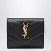 Saint Laurent Tri-fold Cassandre Wallet Black In Black