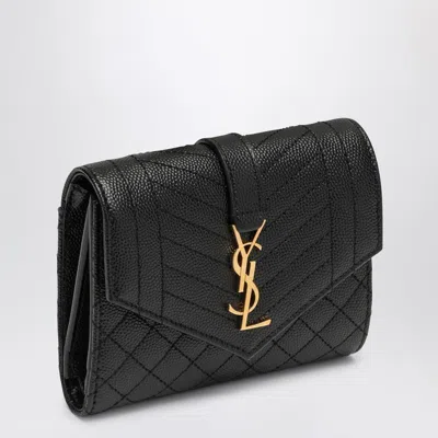 Saint Laurent Tri-fold Envelope Wallet With Logo In Black