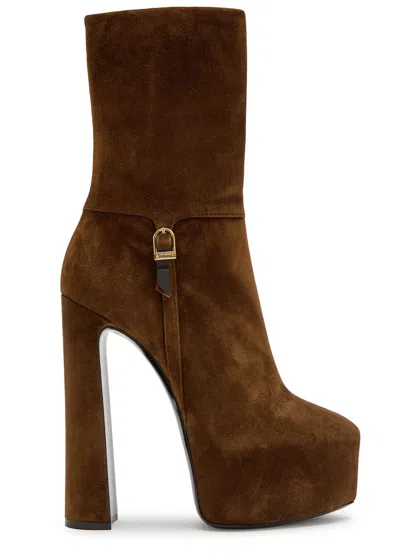 SAINT LAURENT SAINT LAURENT TRIA 105 SUEDE MID-CALF BOOTS