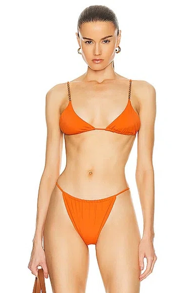 Saint Laurent Triangle Bikini Top In Orange